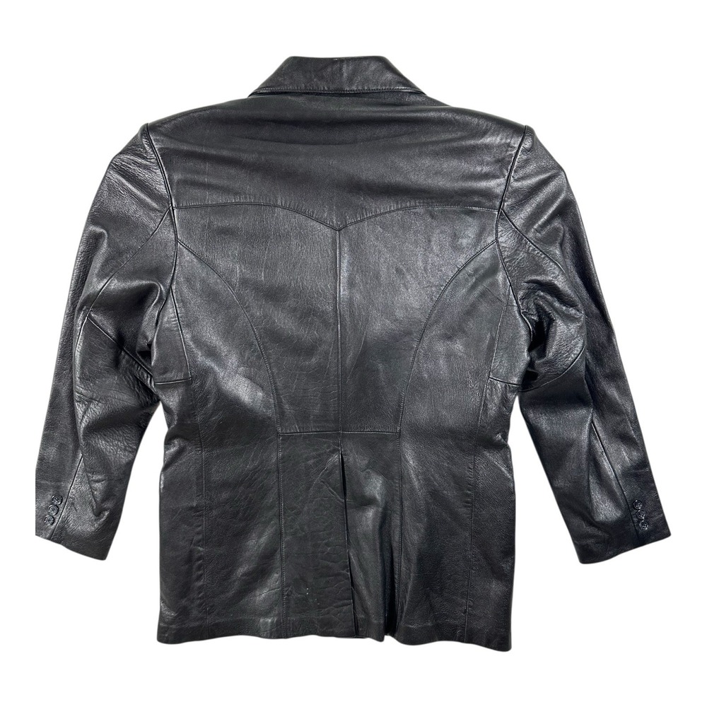 Scully Leather Blazer Jacket Mens 42L Black Western‎ Vtg 2-Button Coat Soft - Picture 3 of 11